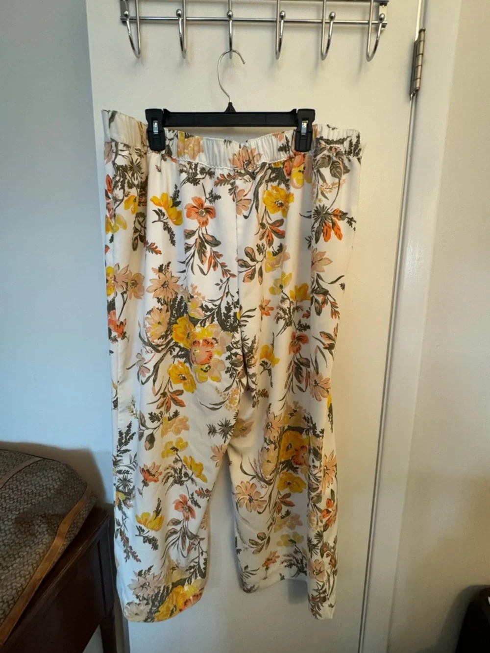 LOFT Floral Wide-Leg Pants in Yellow, Orange & Green on White - Picture 5 of 5
